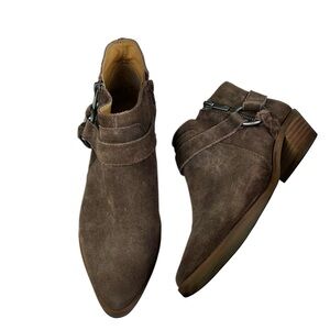Lucky Brand Moto Harness Brown Suede Bootie Shoe Boots Size 7